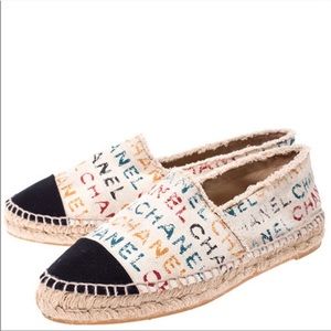 🔥RARE🔥CHANEL Espadrilles in Graffiti multicolor logo print size 40